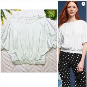 Anthropologie Postmark Mint Green Cropped  Short Sleeve Dolman Top Size Small